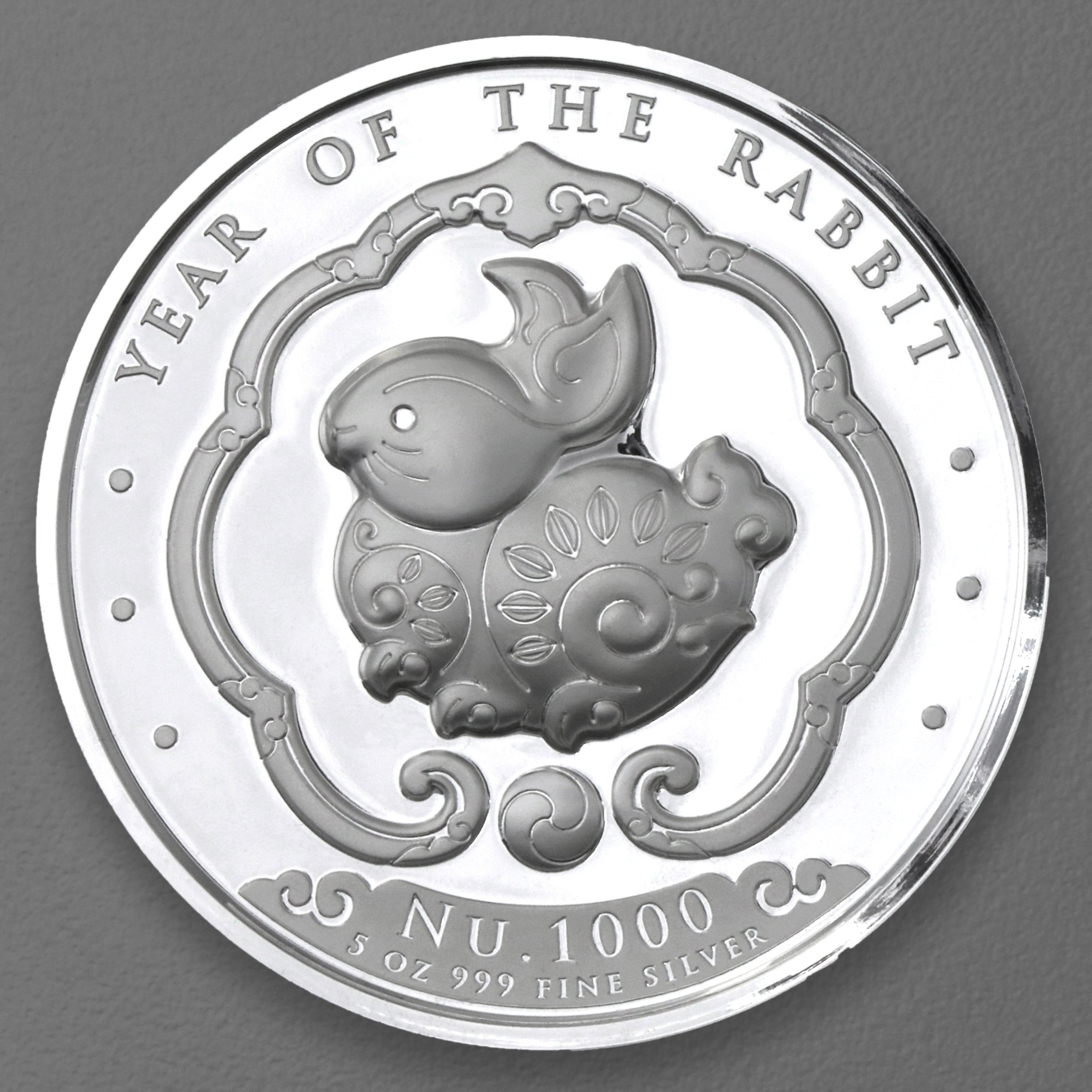 Silbermünze 5oz "Lunar Rabbit" 2023 (PP/HR) Lunar – Year of the Rabbit (Bhutan) - Detailansicht 1