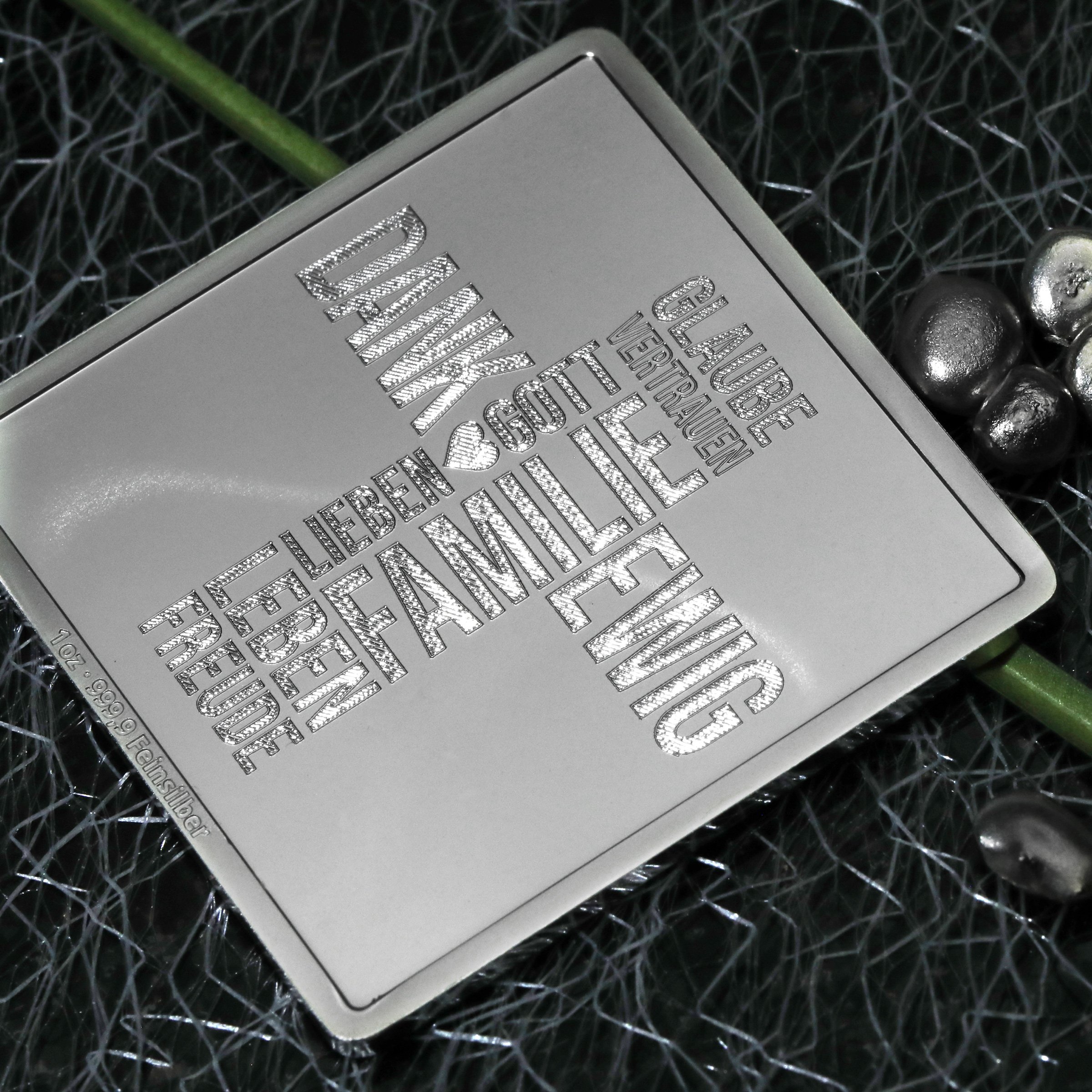 Silberbarren 1oz "Wortkreuz" Gravurbarren quadratisch - Detailansicht 5