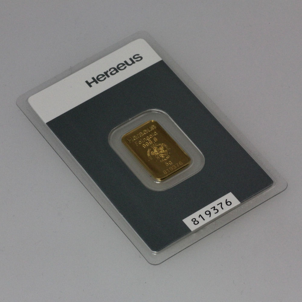 Goldbarren 5g HERAEUS geprägt - Detailansicht 3