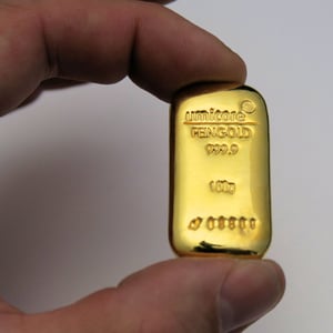Goldbarren 100g UMICORE gegossen - Miniaturansicht 3