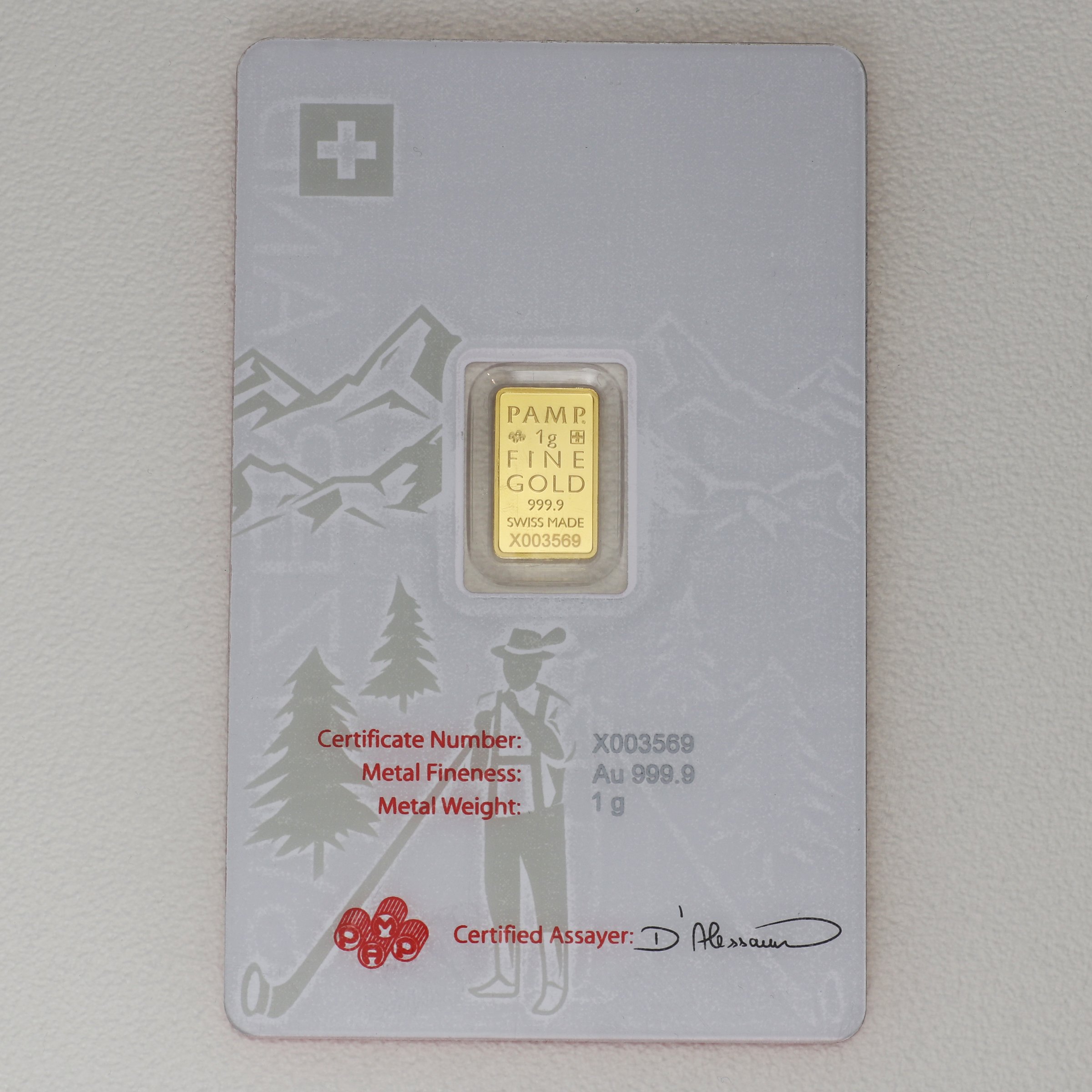 Goldbarren 1g PAMP "Switzerland - Alphorn" - Detailansicht 1