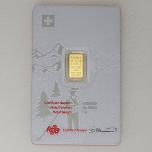 Goldbarren 1g PAMP "Switzerland - Alphorn" - Miniaturansicht 2
