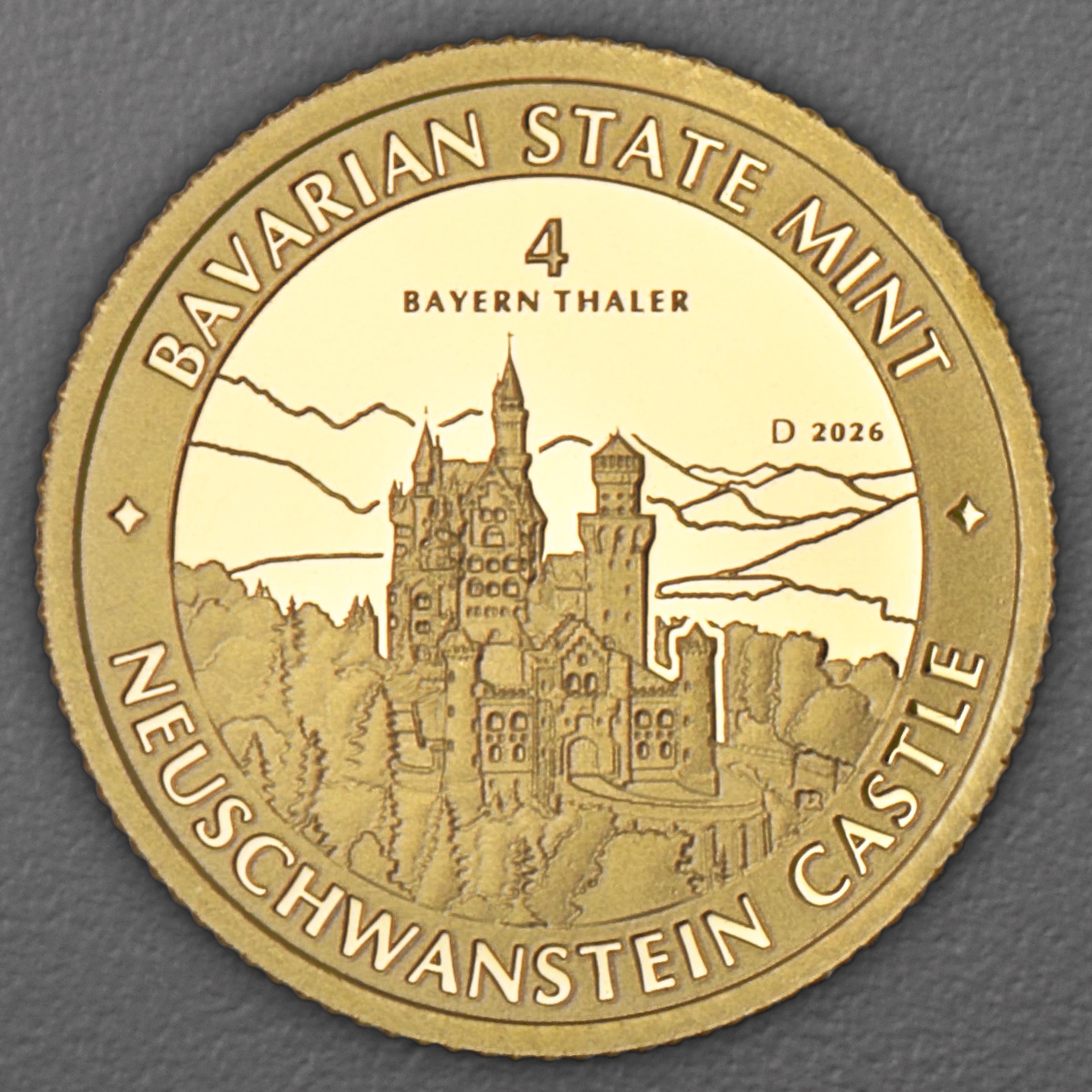 Gold 1/25oz "Schloss Neuschwanstein" 2026 Bayern Thaler (Deutschland) - Hauptansicht