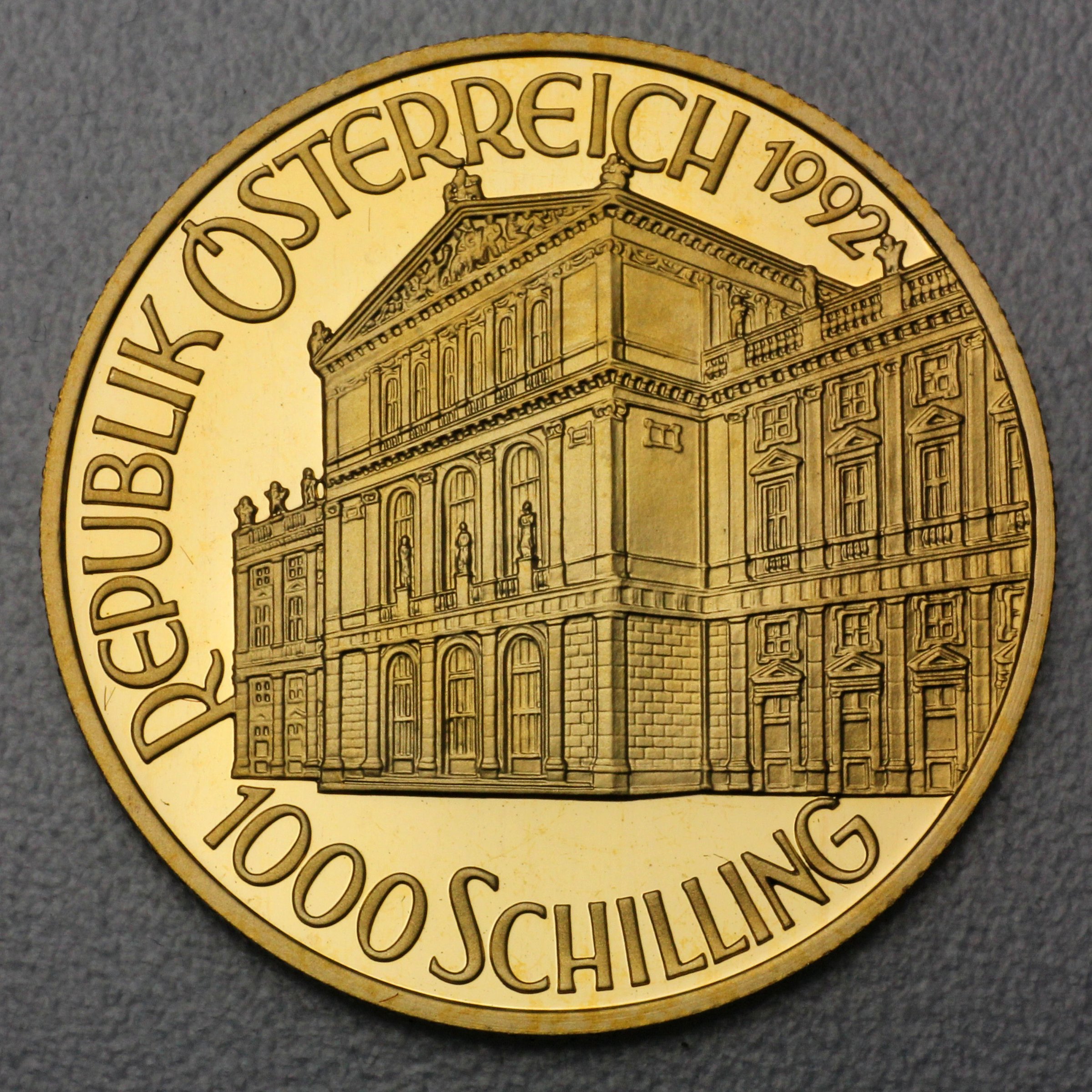 Goldmünze 1000 Schilling "Johann Strauß" 1992 (PP) 150 Jahre Wiener Philharmoniker (Österreich) - Detailansicht 1
