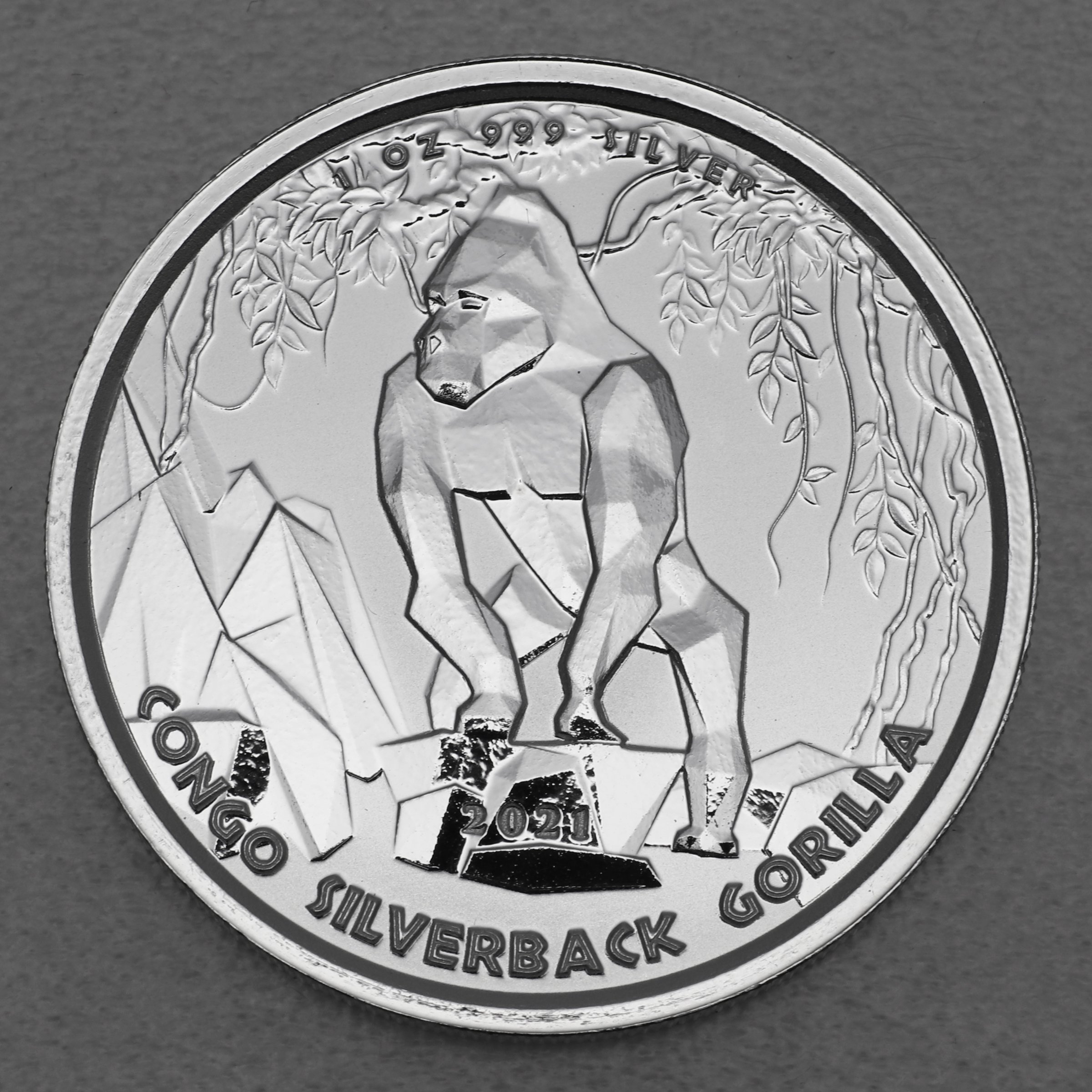 Silbermünze 1oz "Silberrücken Gorilla" 2021 (Kongo) - Hauptansicht