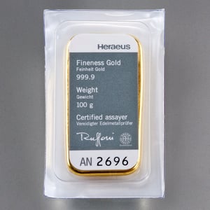 Goldbarren 100g HERAEUS gegossen - Miniaturansicht 3
