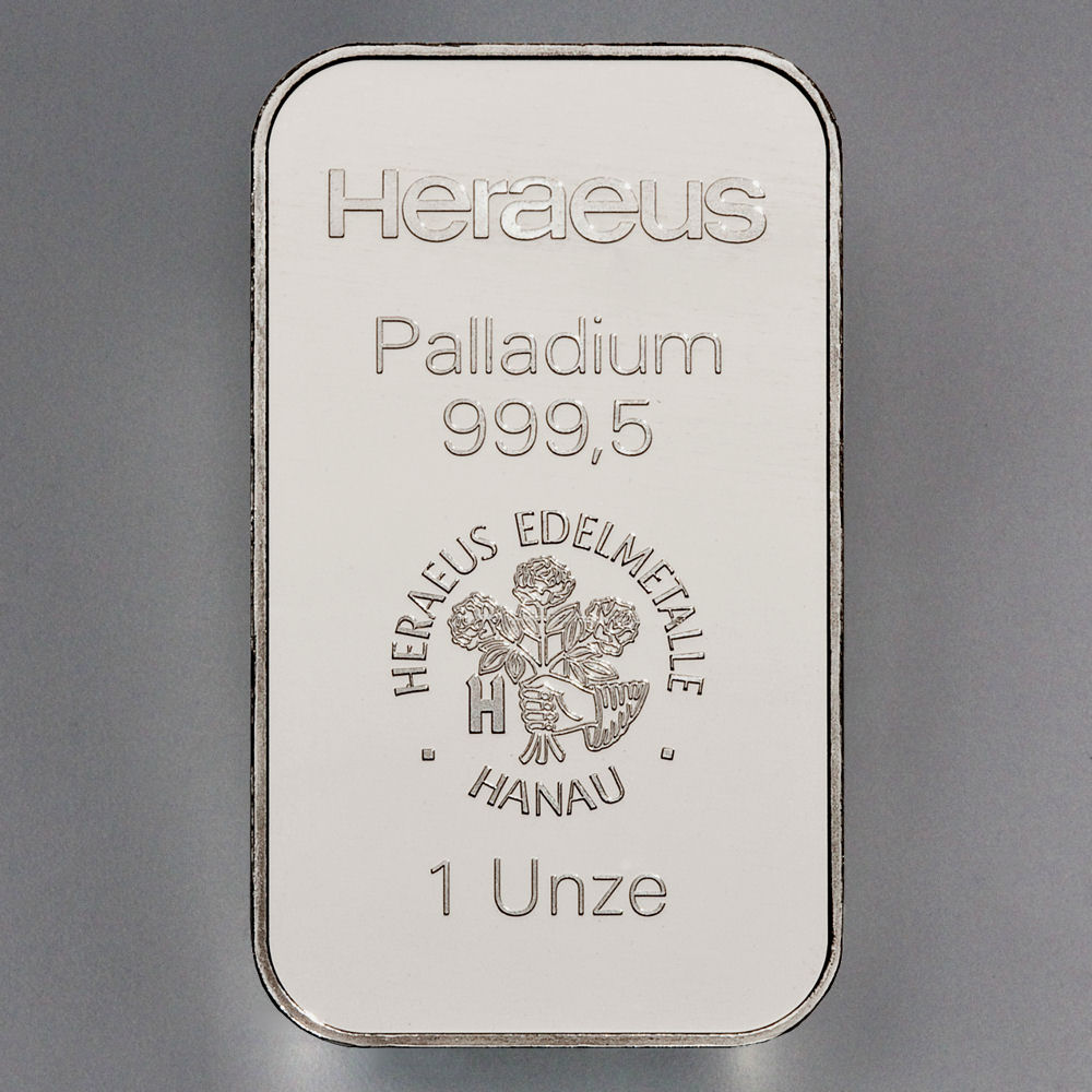 Palladiumbarren 1oz HERAEUS (999,5 Pd) - Hauptansicht