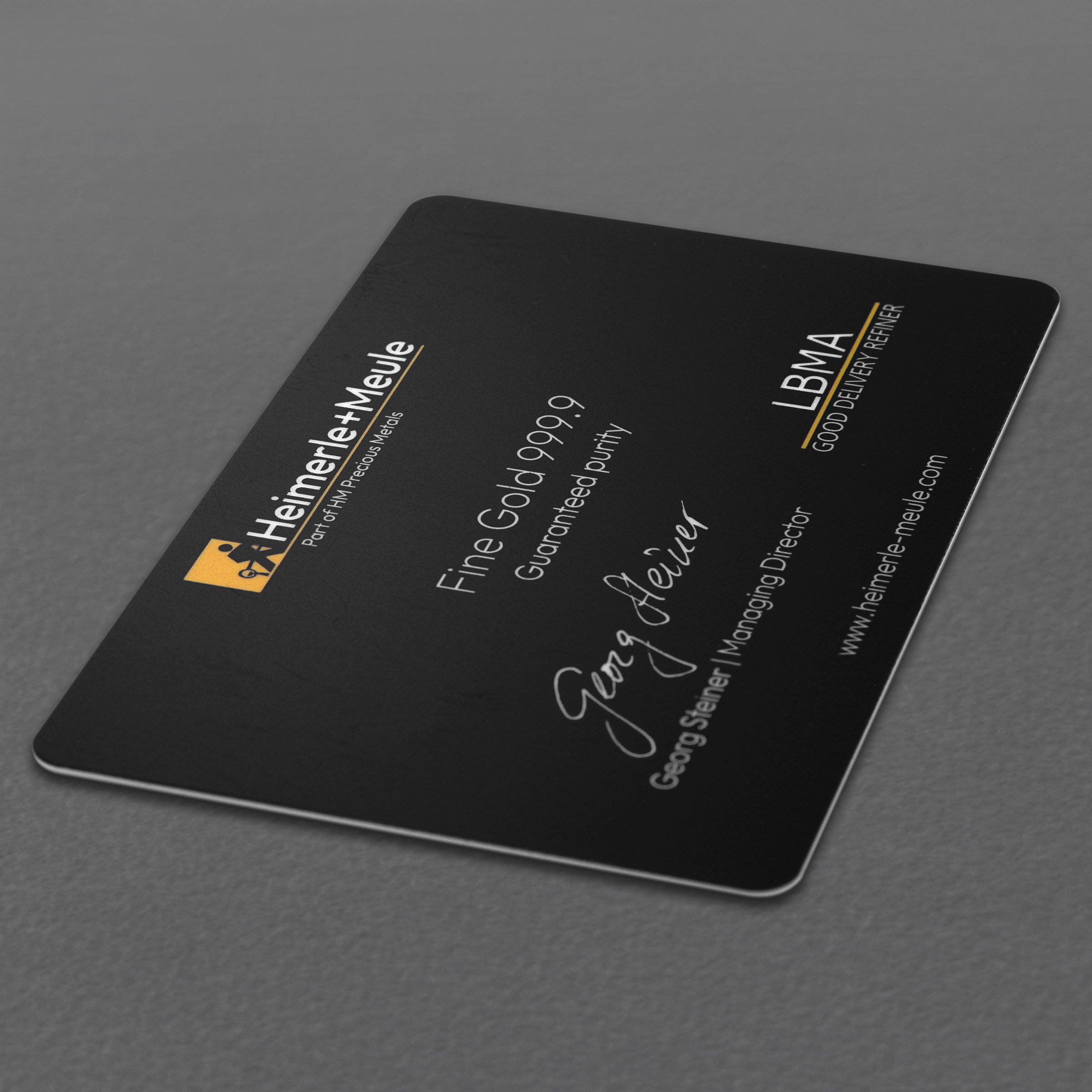 Goldbarren 0,5g HEIMERLE + MEULE "Secain Card" geprägt - Detailansicht 3