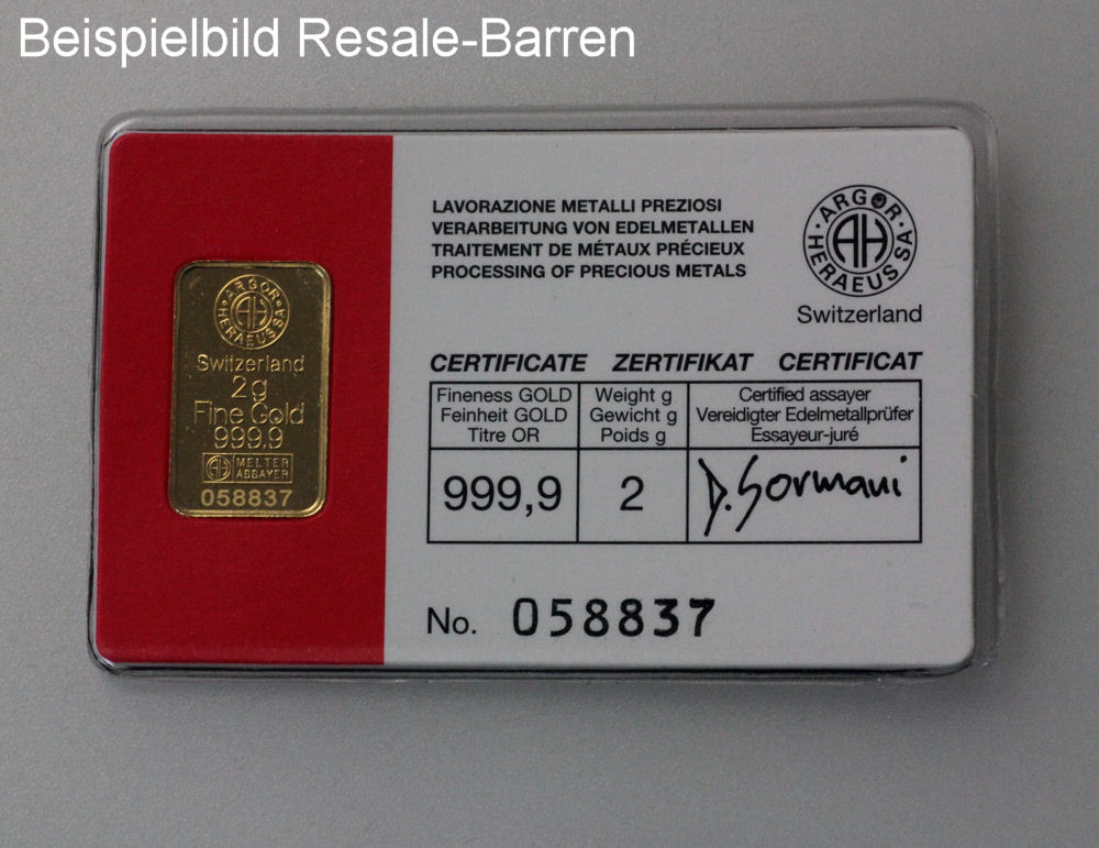 Goldbarren 2g "Resale" (div. Hersteller) - Detailansicht 1