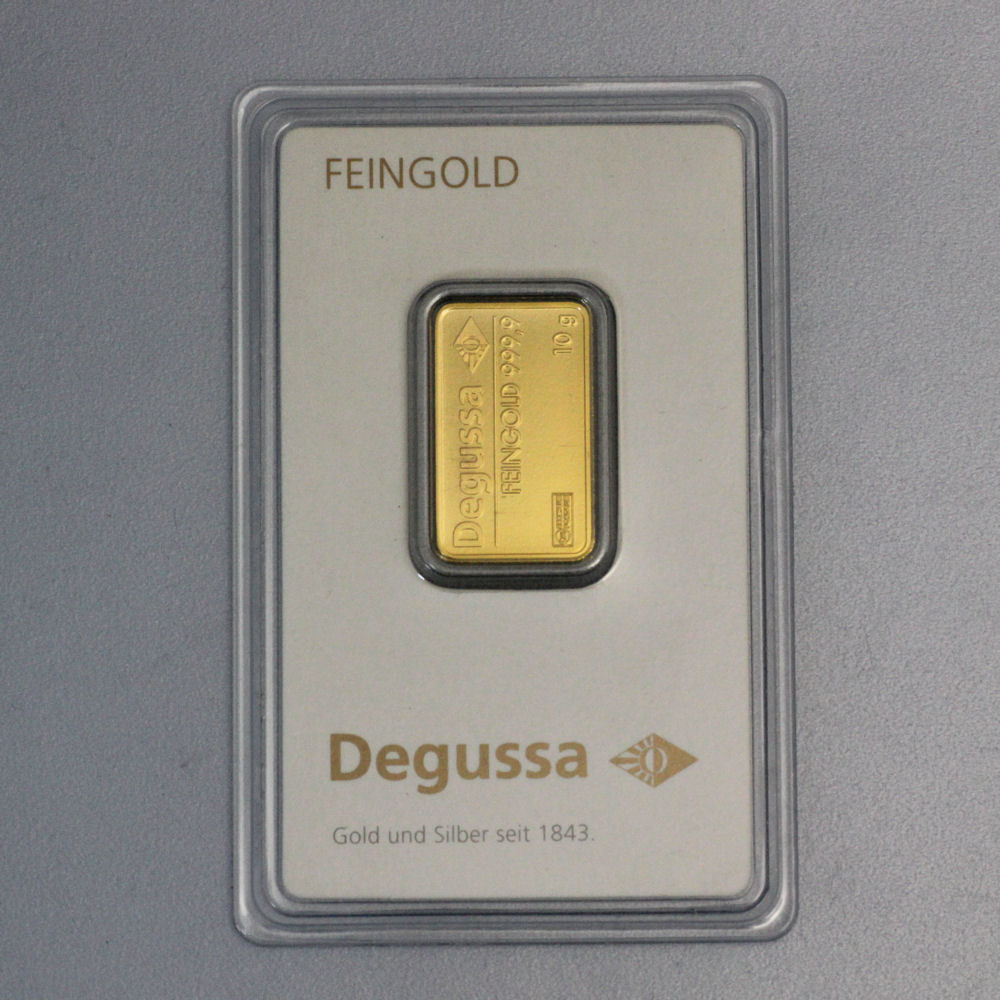 Goldbarren 10g DEGUSSA, im Blister - Hauptansicht
