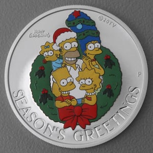 Silbermünze 1oz "Simpsons Season s Greetings" 2022 (koloriert) The Simpsons (Tuvalu) - Hauptansicht