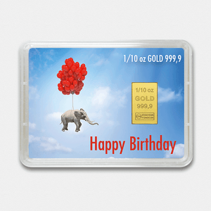 Goldbarren 1/10oz "Elefant/Happy Birthday" (Flip) - Hauptansicht
