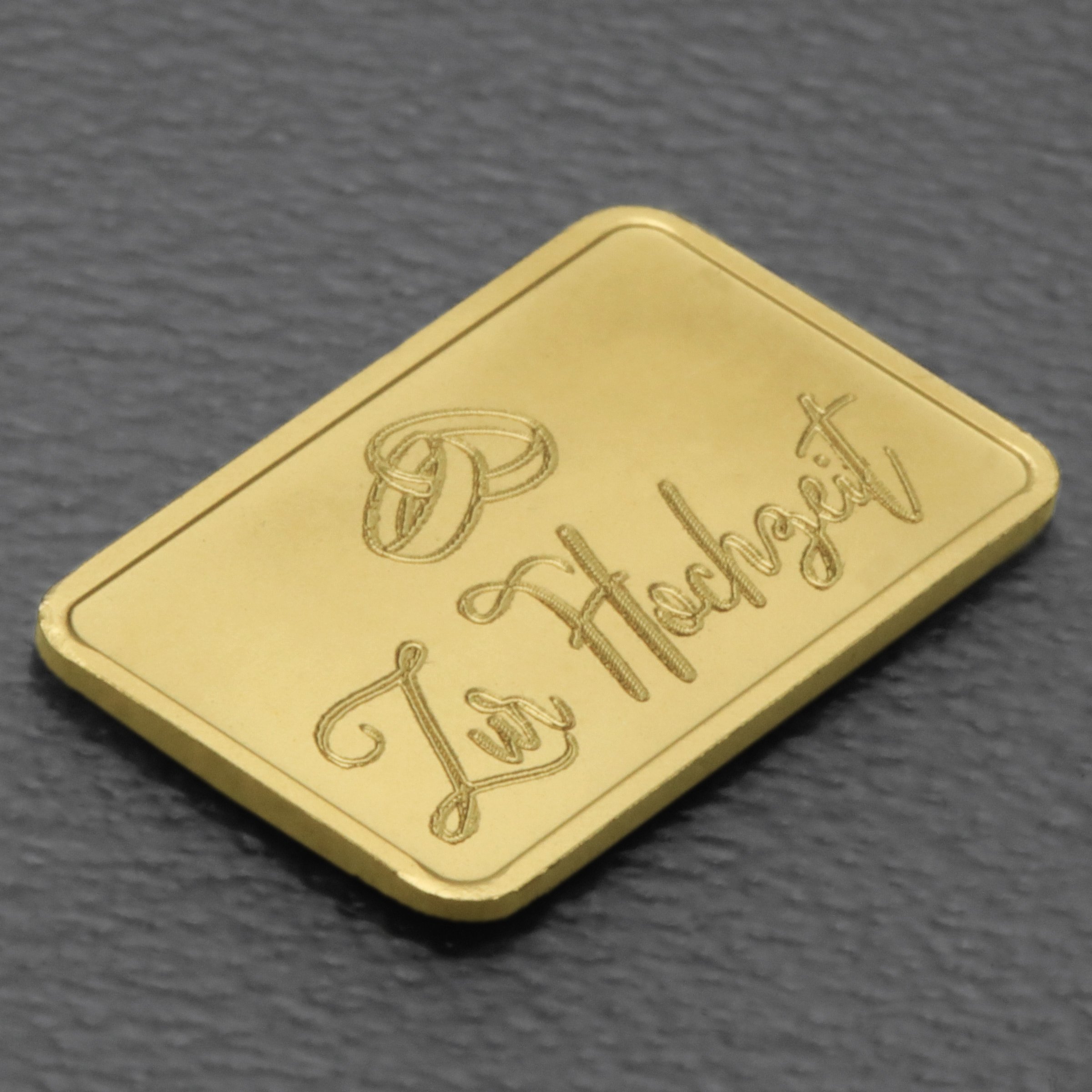 Goldbarren 2,5g Gravur "Zur Hochzeit" - Detailansicht 2
