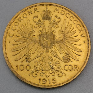 Goldmünze 100 Kronen "Franz Joseph I." 1915 Nachprägung (Österreich) - Miniaturansicht 2