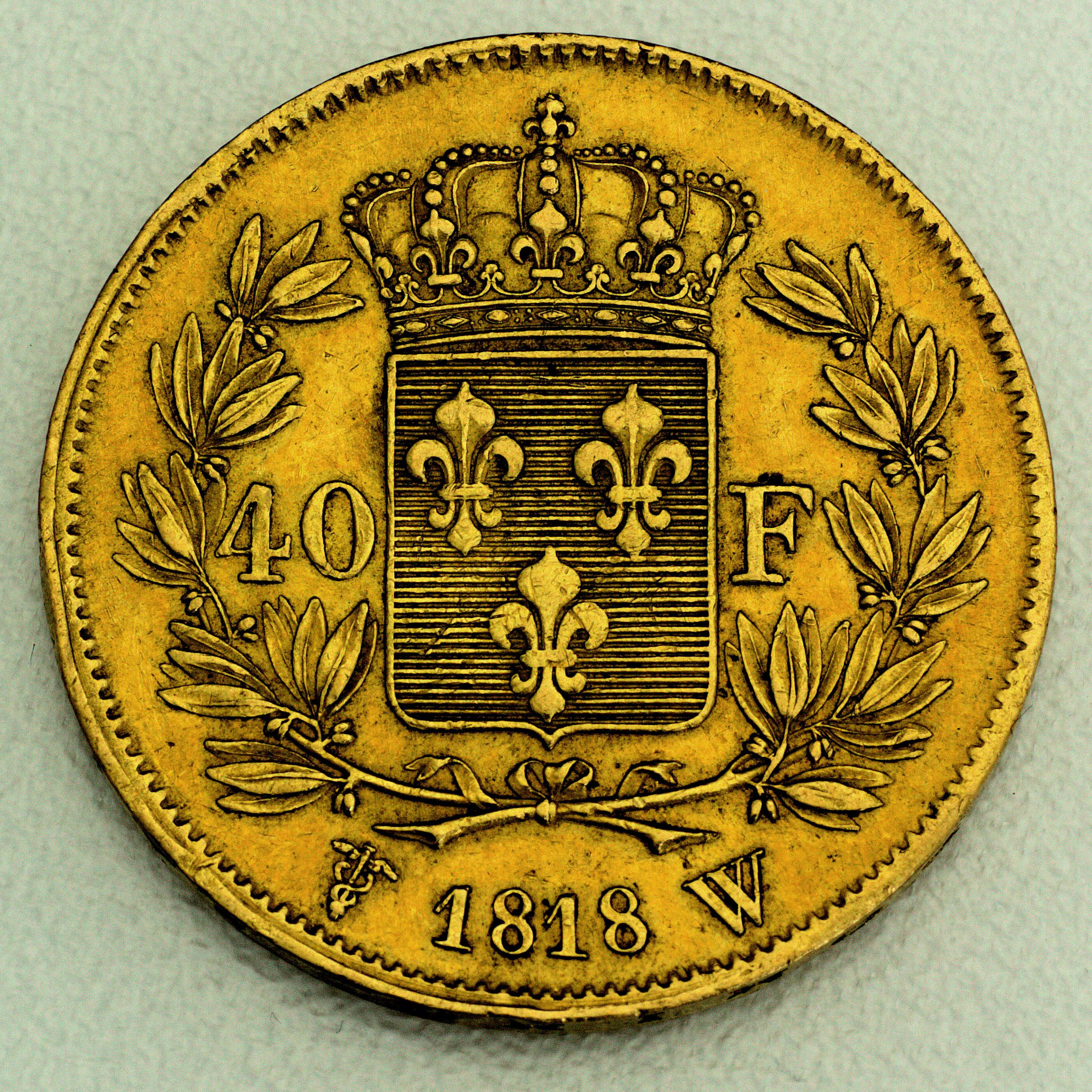 Goldmünze 40 Francs "Louis XVIII." (Frankreich) - Detailansicht 1