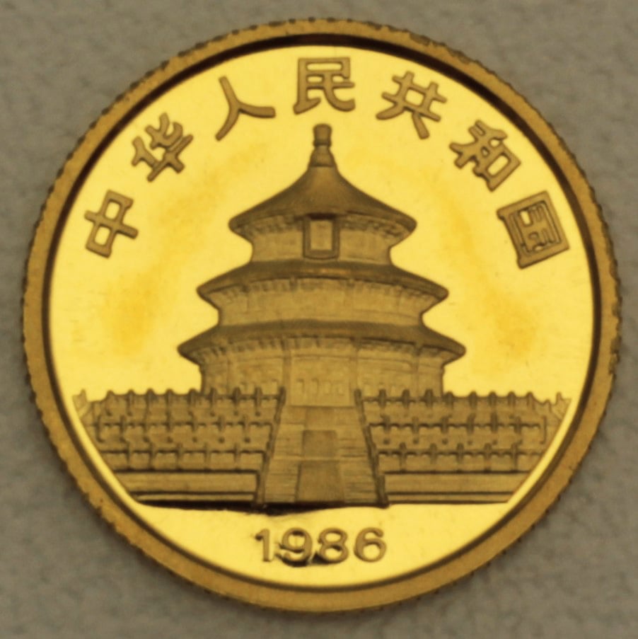 Goldmünze 1/20oz "Panda" 1986 (China) - Detailansicht 1