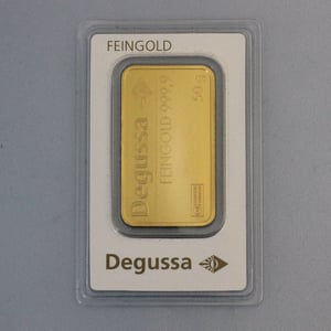 Goldbarren 50g DEGUSSA, im Blister - Hauptansicht