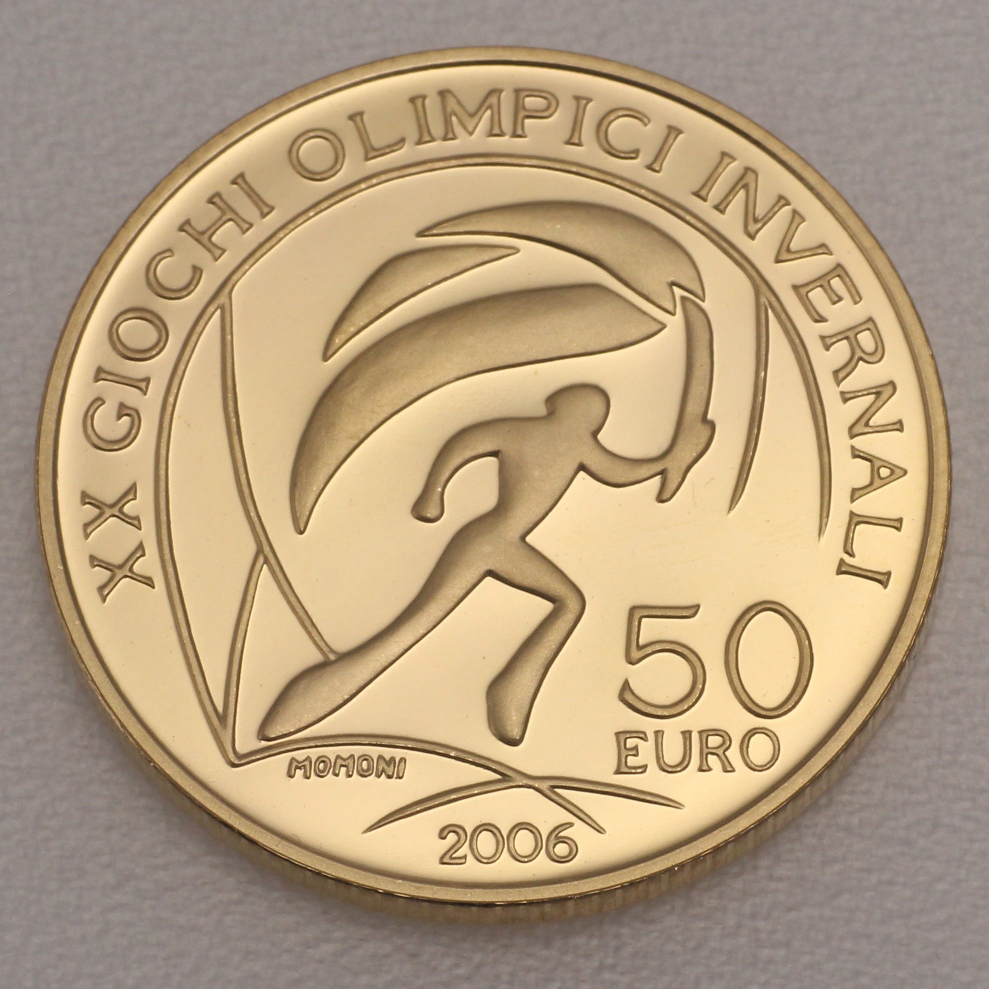 Goldmünze 50 Euro "Olympische Flamme" 2006 (Italien) - Hauptansicht