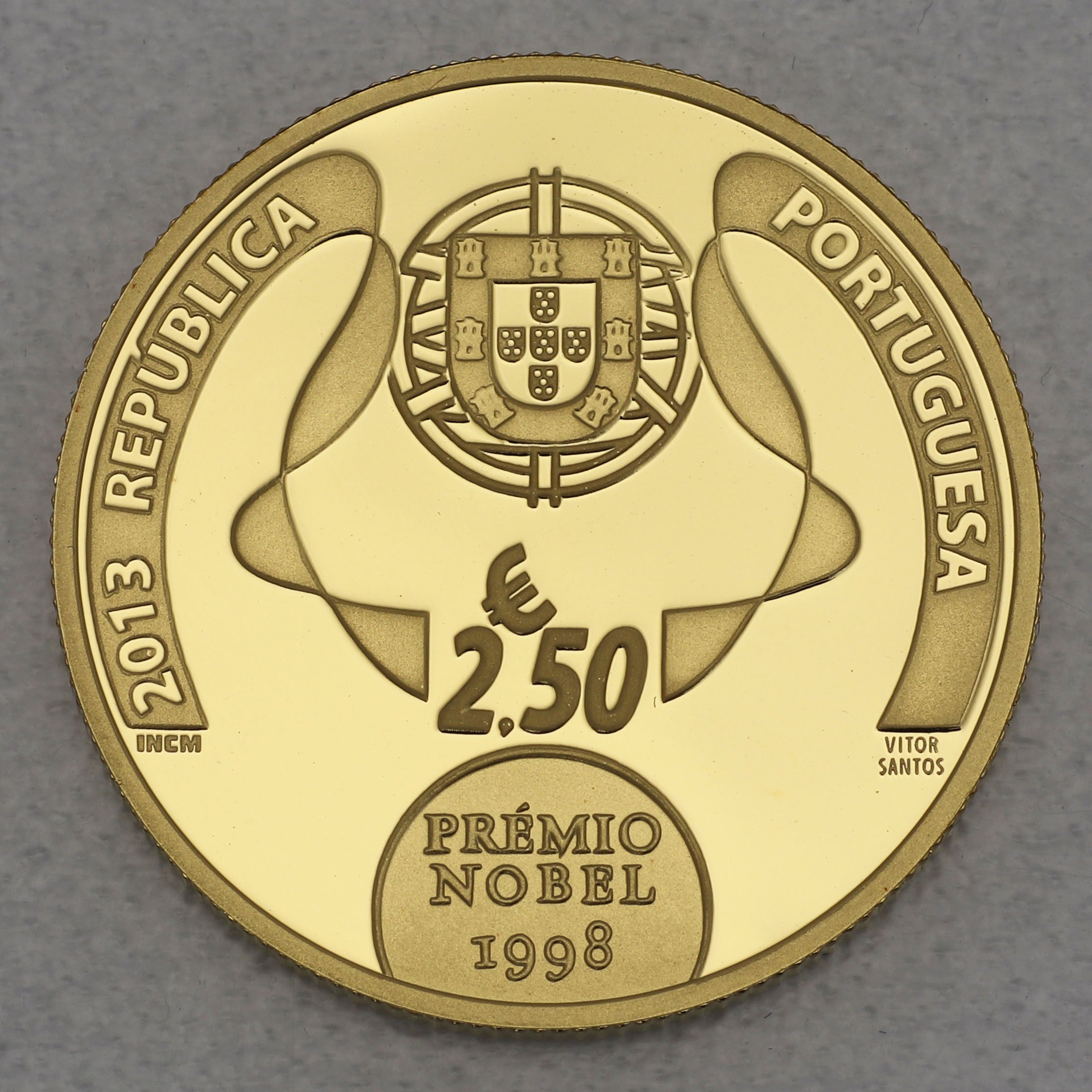 Goldmünze 2,5 Euro "Jose Saramago" 2013 (Portugal) - Detailansicht 1