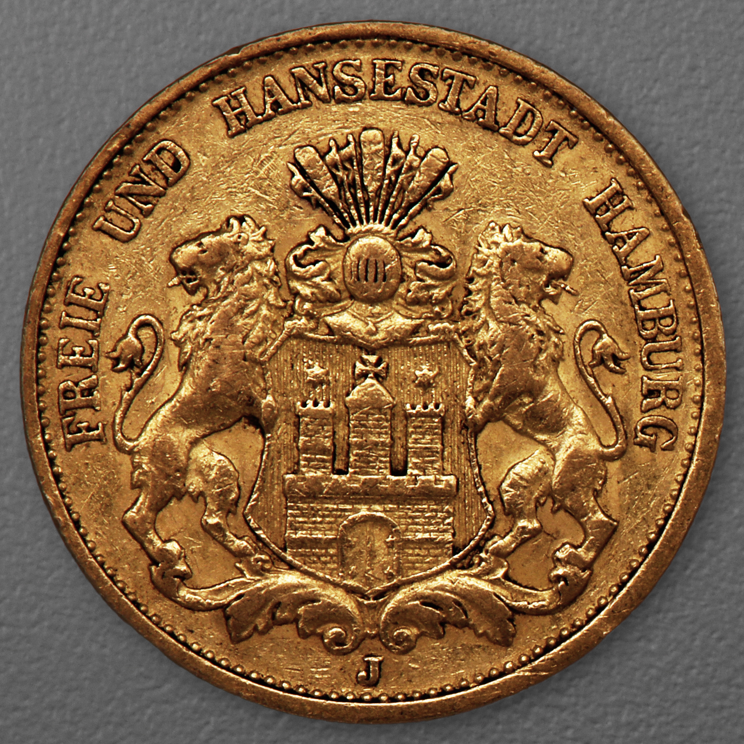 Goldmünze 20 Mark "Stadtwappen Hamburg" 1884-J J.210 (Hamburg) - Hauptansicht