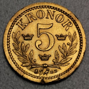 Goldmünze 5 Kronor "Oscar II" (Schweden) - Miniaturansicht 2