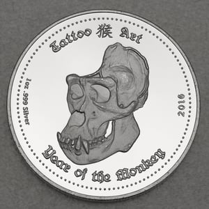 Silbermünze 1oz "Tattoo Art – Year of the Monkey" 2016 (PP) (Ghana) - Miniaturansicht 1