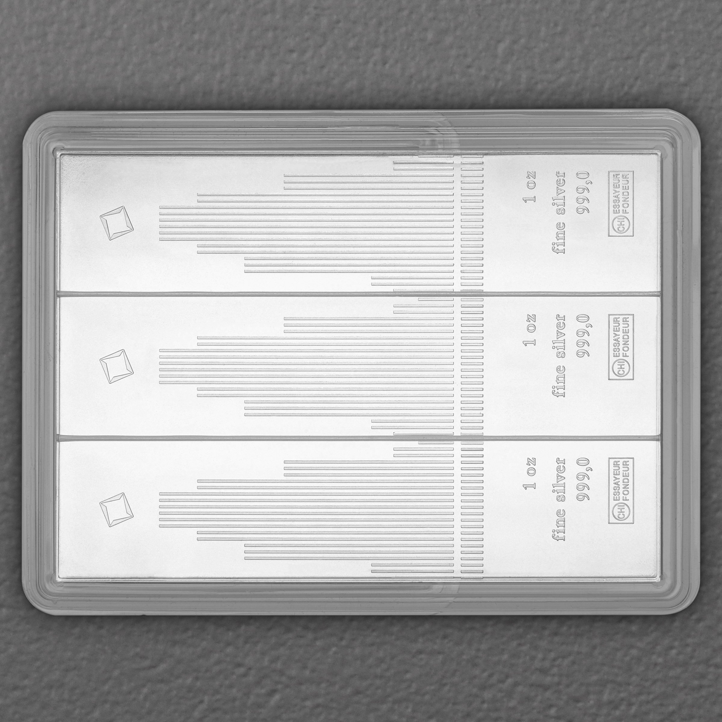 Silbertafel 3 x 1oz VALCAMBI "Skyline" CombiBar - Detailansicht 1