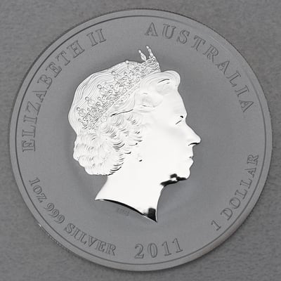 Silbermünze 1oz "Hase" 2011 (vergoldet) Lunar II – Year of the Rabbit (Australien) - Miniaturansicht 2