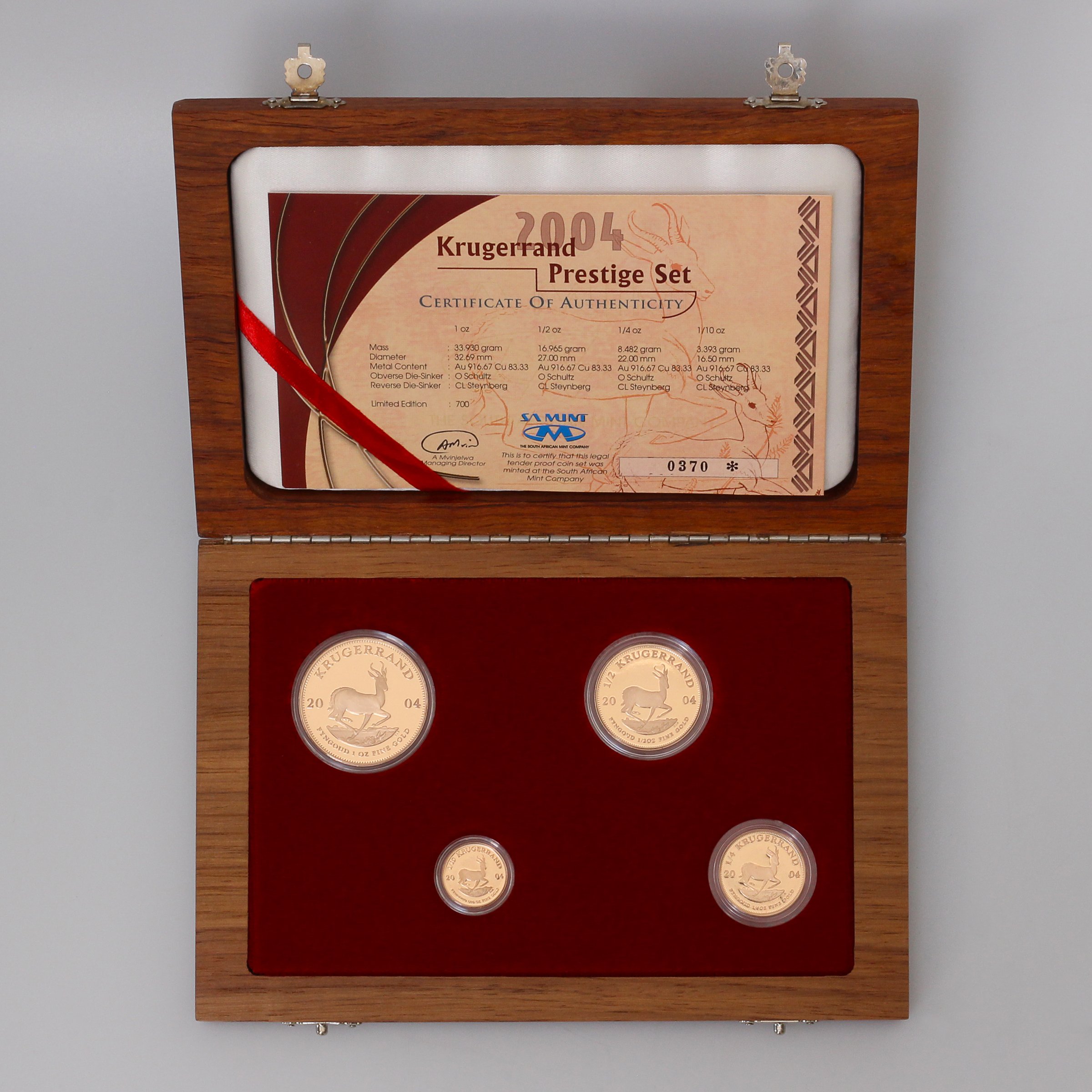 Goldmünzen 4 x "Krügerrand" 2004 (PP) Prestige Set – 4-teilig (Südafrika) - Detailansicht 1