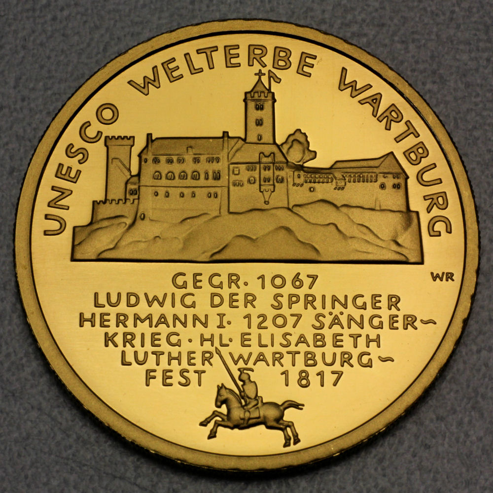 Goldmünze 100 Euro "Wartburg" 2011 Unesco-Weltkulturerbe (Deutschland) - Hauptansicht