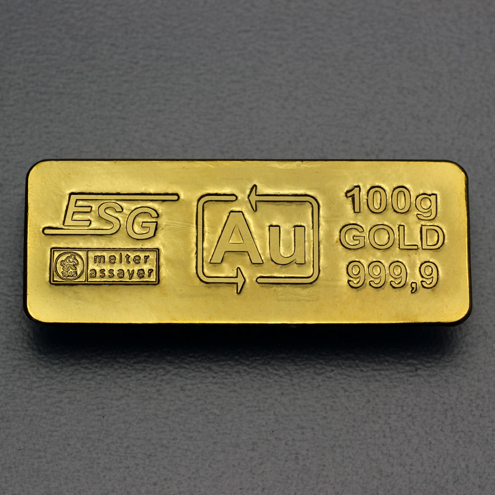 Goldbarren 100g Au ESG (klassischer Sargbarren) - Detailansicht 1