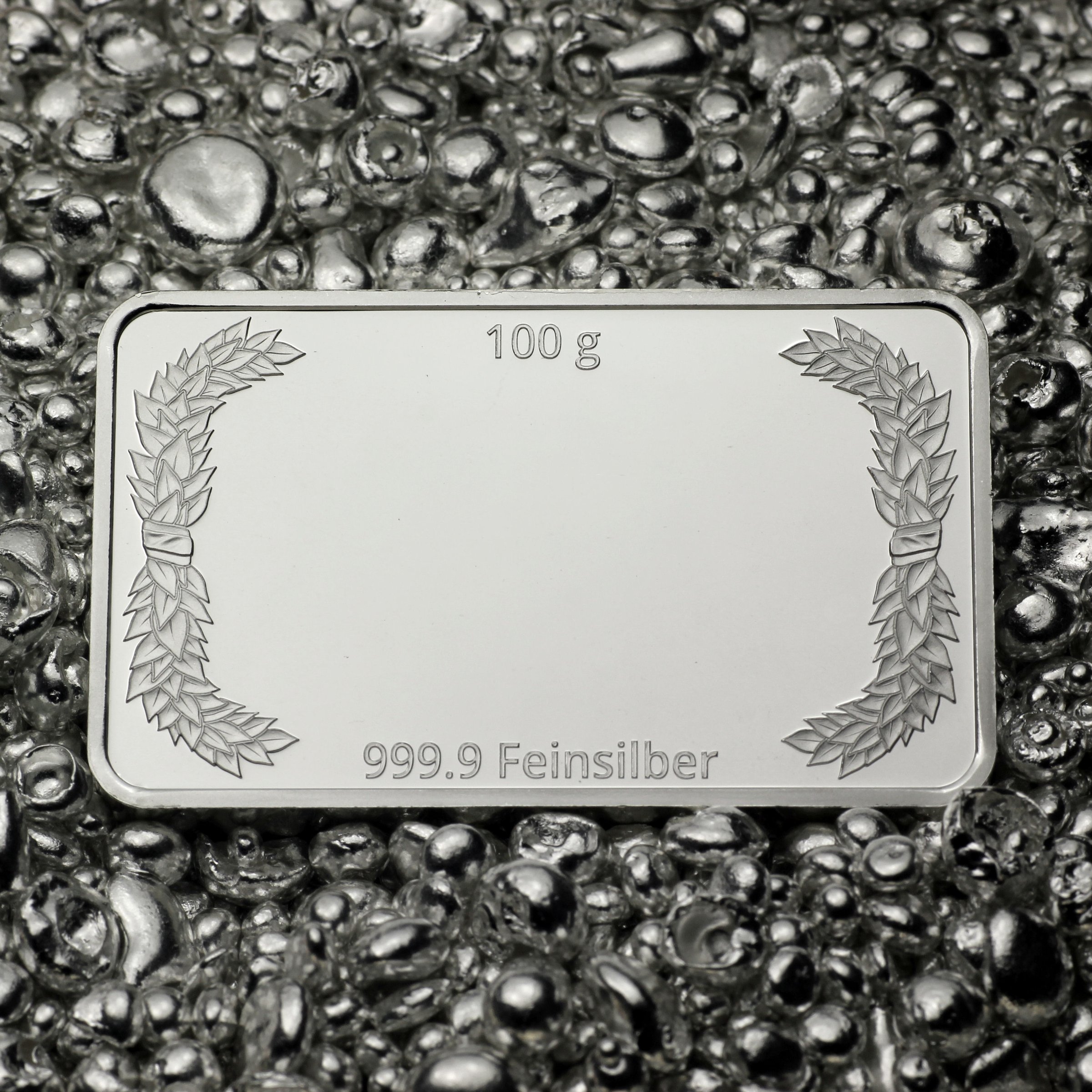 Silberbarren 100g "Lorbeerkranz" gravierbar Recyclingsilber - Detailansicht 4