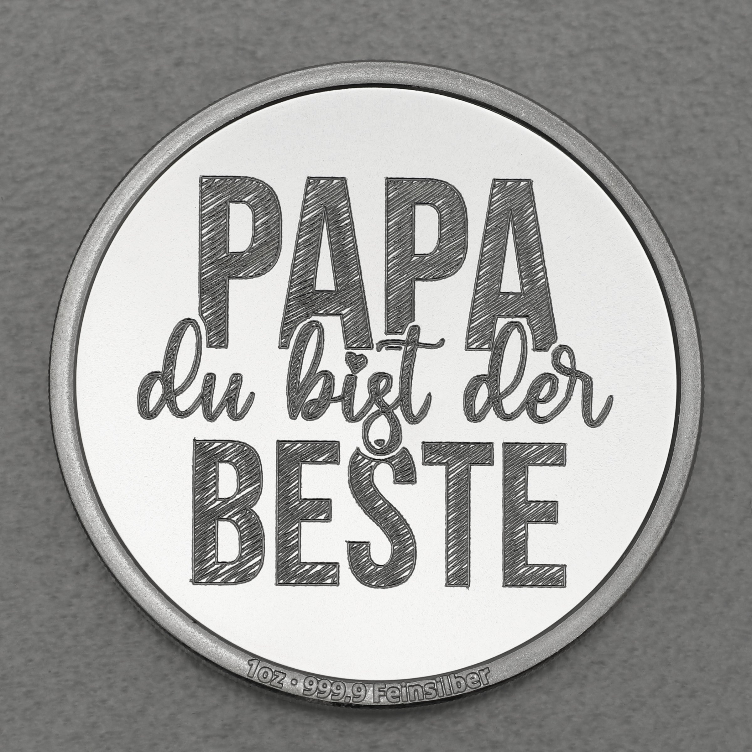 Silbermedaille 1oz "Papa, du bist der Beste" Gravurmedaille - Hauptansicht
