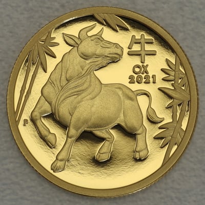 Goldmünze 1/4oz "Ochse" 2021 (PP) Lunar III – Year of the Ox (Australien) - Miniaturansicht 1