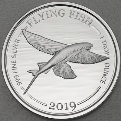 Silbermünze 1oz "Flying Fish" 2019 Barbados Fish (Barbados) - Miniaturansicht 1