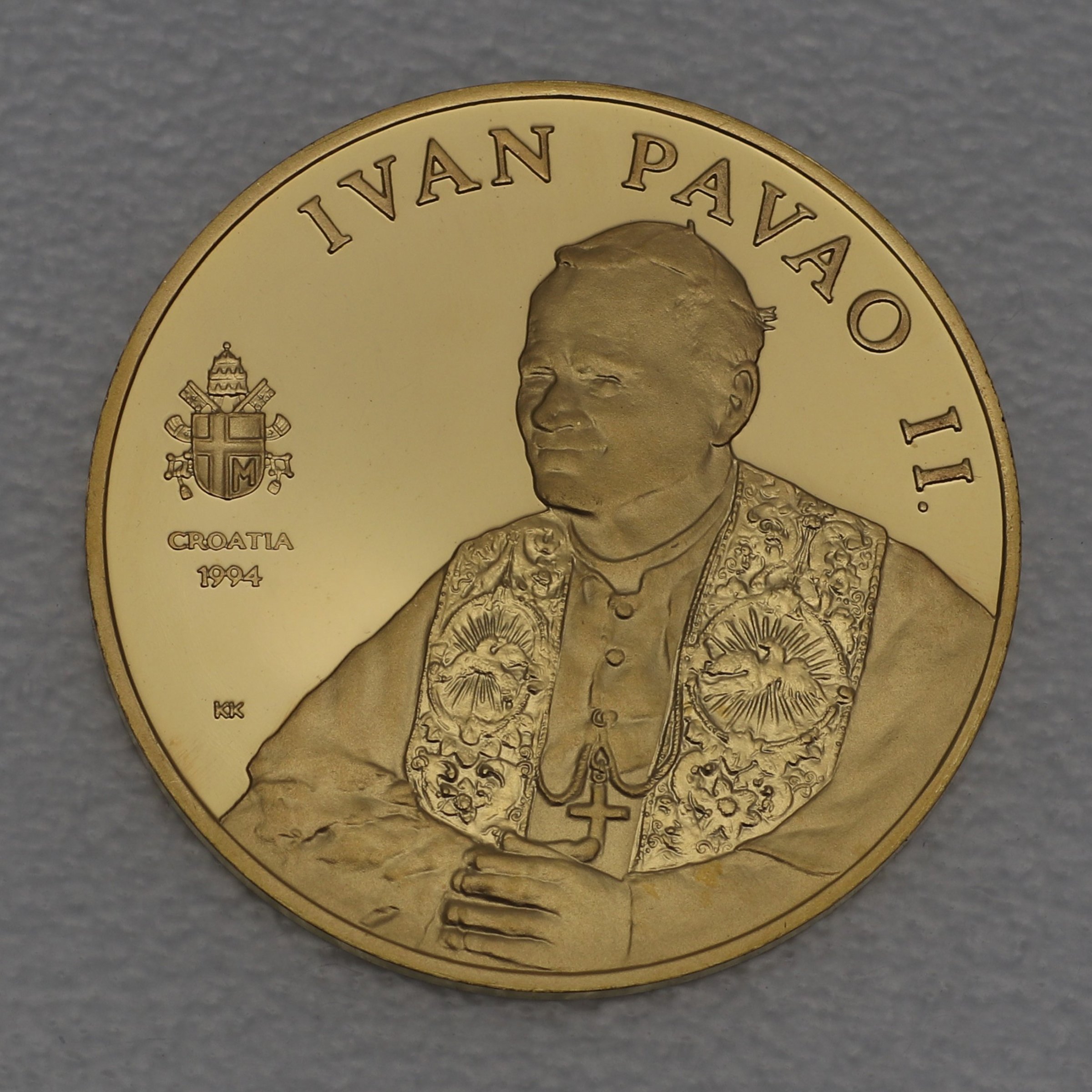 Goldmünze 1000 Kuna "Papst Johannes Paul II." 1994 (Kroatien) - Hauptansicht