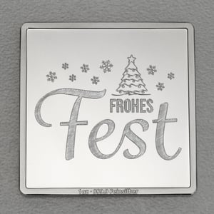 Silberbarren 1oz "Frohes Fest" Gravurbarren quadratisch - Hauptansicht