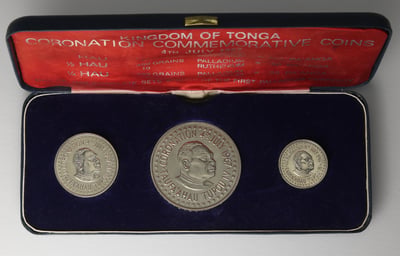 Palladiummünzen "Coronation 1967 Set" 1 Hau + 1/2 Hau + 1/4 Hau (Tonga) - Miniaturansicht 6