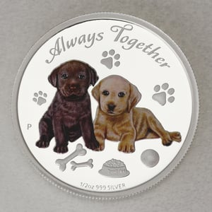 Silbermünze 1/2oz "Labrador Puppies 2016" (Tuvalu) Always Together (Tuvalu) - Miniaturansicht 1