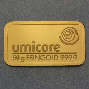 Goldbarren 50g UMICORE Resale - Hauptansicht