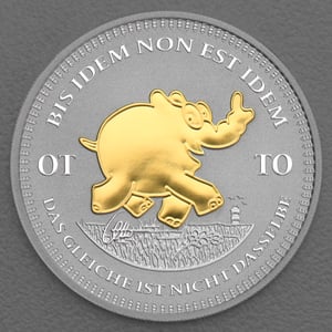Silbermünze 1oz "Bis Idem Non Est Idem" 2023 (vergoldet) Ottifanten – Ottirand diff. (Tuvalu) - Hauptansicht