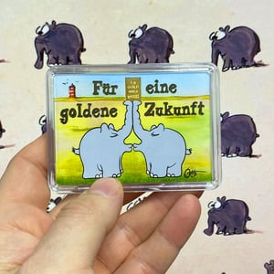 Goldbarren 1g "Küssende Ottifanten" (Motivbox) - Miniaturansicht 3