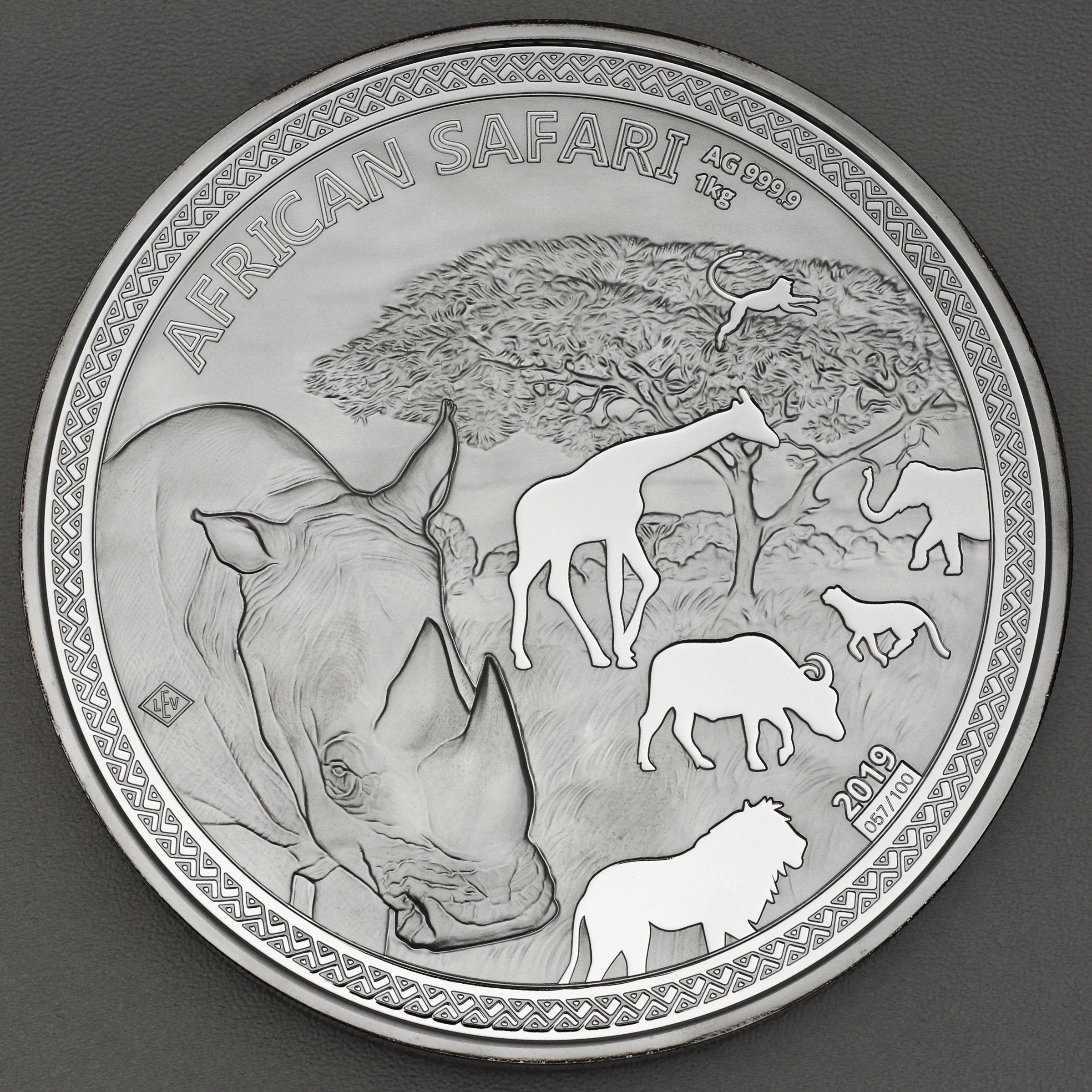 Silbermünze 1kg "Nashorn" 2019 African Safari (Tschad) - Hauptansicht