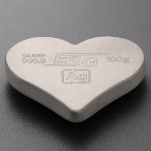 Silberbarren 100g ESG "Herz" 3D-Barren gegossen matt gravierbar - Miniaturansicht 4