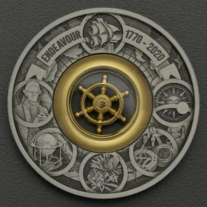 Silbermünze 2oz "Endeavour" 2020 (AF) Voyage of Discovery 1770-2020 (Tuvalu) - Miniaturansicht 1