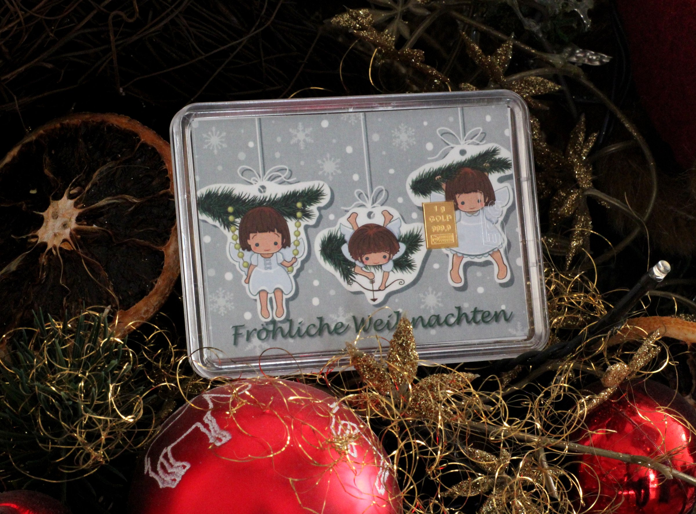 Goldbarren 1g "Engel/Fröhliche Weihnachten"(Motiv) - Detailansicht 1