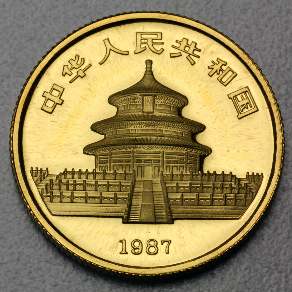 Goldmünze 1/4oz "Panda" 1987 (China) - Detailansicht 1