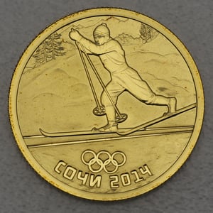 Goldmünze 50 Rubel "Langlauf" 2014 Olympia Sotchi (Russland) - Hauptansicht
