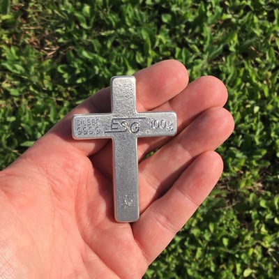 Silber 3-D Barren "Gravur-Kreuz" 100g, glänzend, gegossen - Miniaturansicht 7