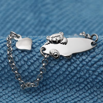 Silber Kinder-Armband 925er "Teddy" gravierbar (Sterling) - Miniaturansicht 2